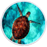 Lofaris Realistic Photography Of Turtle Round Beach Towel